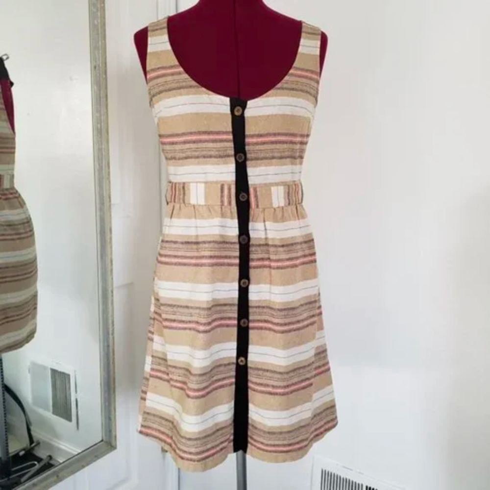 COVET linen cotton sleeve less summer dress 0